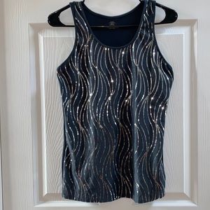 Modern Movement Black Tank Top With Sequins Size M